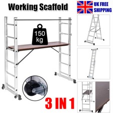 Multi-purpose Aluminium Scaffolding Ladder Work Platform 3 IN 1 Combination Step