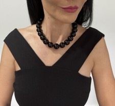 Black big pearl choker necklace, Chunky pearl necklace, Statement Gift For Her