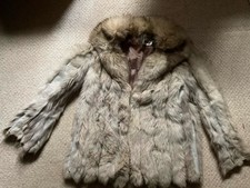 VintageSilver Fox Fur Coat - Saga, size extra small. Free UK P&P. 
