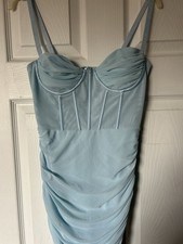Oh Polly Blue Corset Dress Ruched Detail Size 8