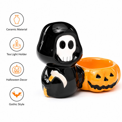 Ceramic skull boy tea light - boy,