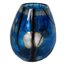 Siddy Langley blue supermoon blue moon egg shaped glass vase signed 2023