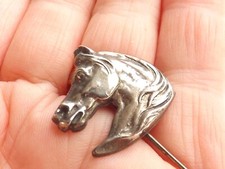 Vintage Retro Stick Lapel Stock Pin Silver Tone Horse Pony Head Design  FREE P&P