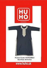 Stylish Indian Long Kurti – Perfect Fusion of Comfort & Culture! (HUHO40BLK)