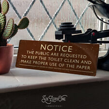 NOTICE TOILET RAILWAY Metal Sign Bathroom Man Cave Pub Bar Vintage Wall Plaque