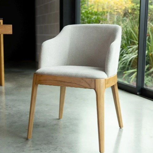 Grey upholstered dining chair - dining,