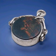 Sterling Silver Bloodstone & Carnelian Spinner Fob Birmingham 1899