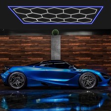 14 Hexagon Hex LED Blue Ligh Car Detail Home Garage Workshop Retail Honeycomb Hi