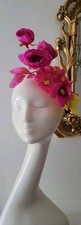 Casque Couture Baroque Fuschia Pink Yellow Floral Hat Fascinator Made In England
