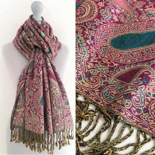 Fuchsia pink paisley scarf - paisley,