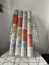 Vintage Vinyl Coated Wallpaper Washable Blue Cream Toile Design Chinoiserie 