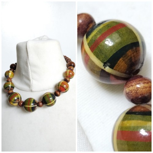 Vintage green brown red round - green,