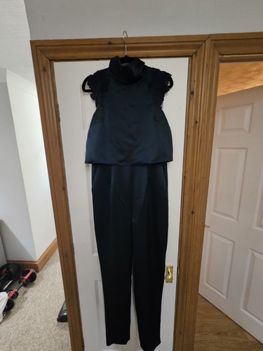 Reiss teal jumpsuit satin - reiss,