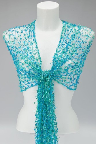Aqua green blue net scarf - scarf, /