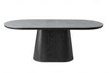Bianca 200 cm Oval Dining Table - Black & Grey Sintered Stone