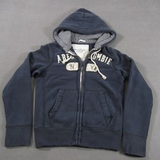 Vntg Abercrombie And Fitch Hoodie Men Small Muscle Lined Hood Full Zip Y2K Blue