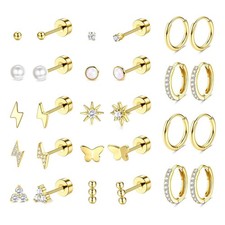 14pairs flat back silver - back, gold