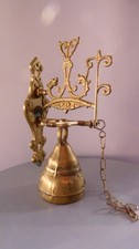Vintage decorative brass wall mounted bell with chain, free delivery