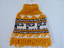 Llama / Peruvian / Bolivian Chunky Knit Poncho - Size S