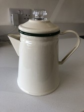 Vintage Cream and Green Enamelled Coffee Perculator