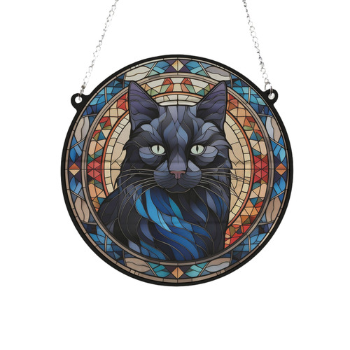 Cat black stained glass - stained, effect