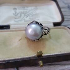 Suarti Vintage 925 Sterling Silver Ring, Natural Mabe Pearl, Size O.5 US 7.5 