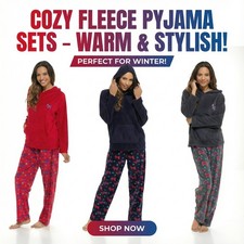 Ladies Womens Pyjamas Set Fleece Hooded Scotty Dog  Long Sleeve Top Loungewear