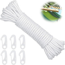 Nylon Flag Rope, 15M 6Mm Double Braided Nylon Flagpole Line Rope, Nylon Flag Pol