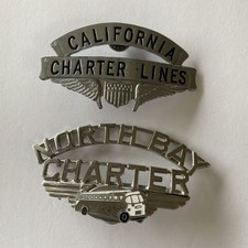 2 Vintage Bus Driver Hat Badge