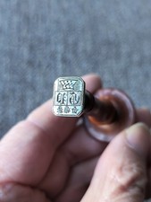 Antique silver wax seal with military cap and medals