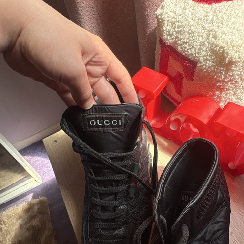 Gucci black leather high top - black,