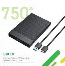 750GB External Portable 2.5" Hard Drive HDD, Fast USB 3.0 :: 1 Year Warranty