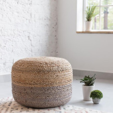 Pouf Cover Natural Jute Home Decor Braided Living Room Ottoman Foot Stool Cover