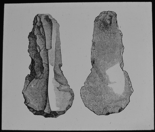 Prehistoric man flint scraper - man,
