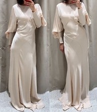 ZARA BRIDAL CREAM MUTTEN PUFF BALLOON SLEEVE LONG RUFFLED VOLUMINOUS SATIN DRESS