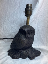 Vintage Cast Bronze Owl Bird Table Lamp