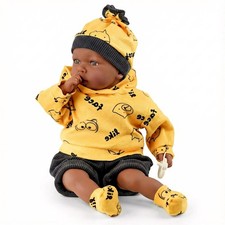 18" Baby Black Doll Boy Yellow