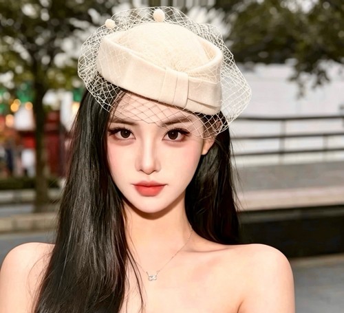 Ivory wool beret - wool, hat
