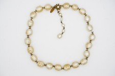 Miriam Haskell Vintage Baroque Large Glass Faux Pearl Signed Choker Necklace