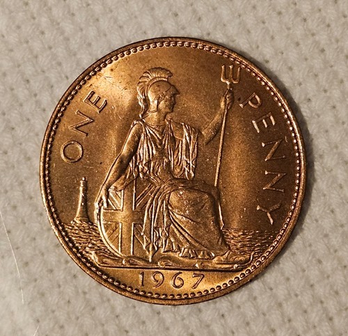 1967 one penny coin queen - coin,