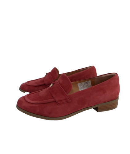 Damart red shoes suede loafers - damart,
