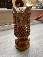 Vintage Hand Carved Wooden Owl