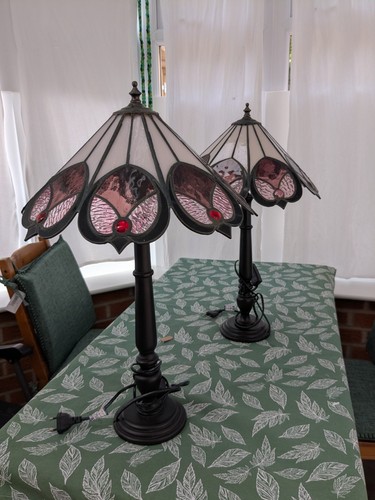 Two tiffany style table - , lamp