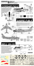 Aerocalcas 1/72nd F4U-5 Corsair, F-86F Sabre & UH-1H Argentina #72008 decals