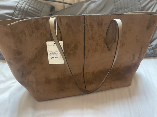 Primark large tan faux suede - faux,
