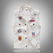 Men Patch Denim Vest Jean