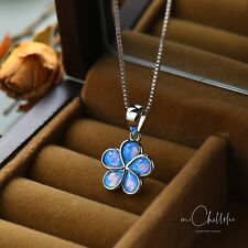 Blue Opal Flower Pendant