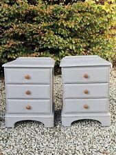 LIGHTLY DISTRESSED HAND PAINTED SOLID PINE DUCAL BEDSIDE DRAWERS IN COUNTRY GREY