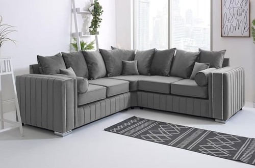 Layla grey plush corner sofa - layla,