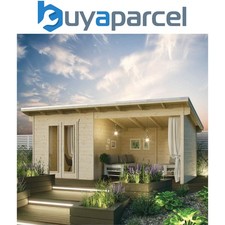 Rowlinson Oasis Garden Wooden Summer House Room Log Cabin Natural Timber